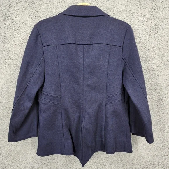Diane von‎ Furstenberg DVF Navy Blue Knit Blazer Jacket Women's Size 10 - Picture 4 of 11